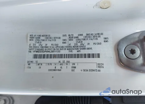 2022 Ford Bronco Badlands z USA, uszkodzony, nr VIN 1FMEE5DP8NLB51133